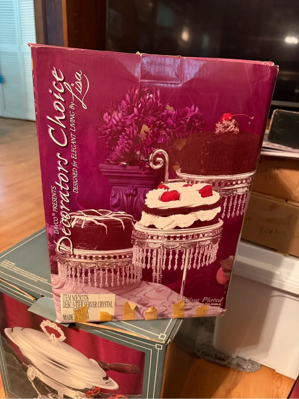 Silver plated beaded cake centerpiece